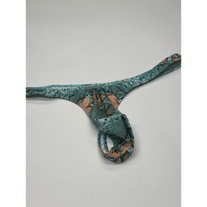 Tropical Thongs Mens XL G-String Bikini Briefs Bold Snake Print Teal Tan